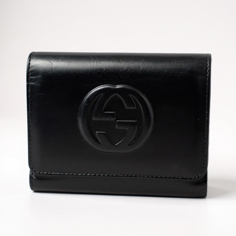 Gucci Black Embossed Logo Leather Wallet